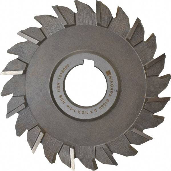 Keo - 5" Diam x 1/2" Width of Cut, 24 Teeth, High Speed Steel Side Milling Cutter - Staggered Teeth, Uncoated - Industrial Tool & Supply