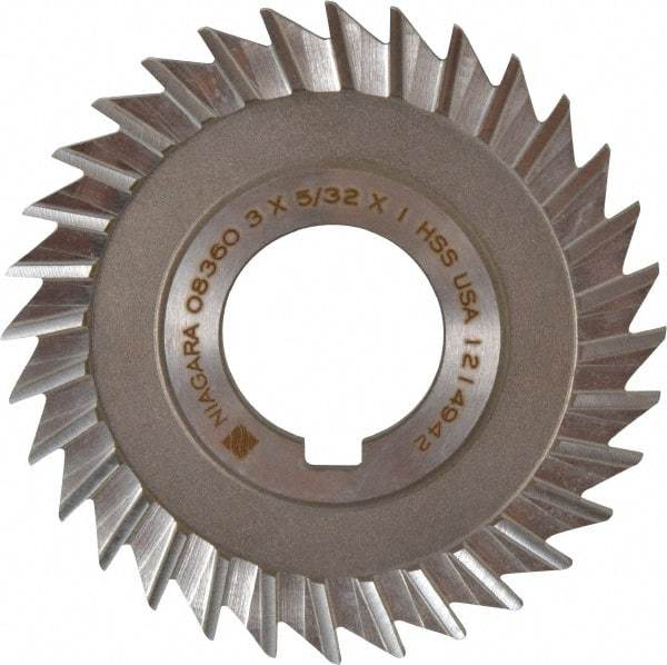 Keo - 3" Blade Diam x 5/32" Blade Thickness, 1" Hole, 32 Teeth, High Speed Steel Side Chip Saw - Straight Tooth, Arbor Connection, Right Hand Cut, Uncoated, with Keyway - Industrial Tool & Supply