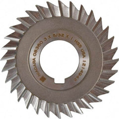 Keo - 3" Blade Diam x 5/32" Blade Thickness, 1" Hole, 32 Teeth, High Speed Steel Side Chip Saw - Straight Tooth, Arbor Connection, Right Hand Cut, Uncoated, with Keyway - Industrial Tool & Supply