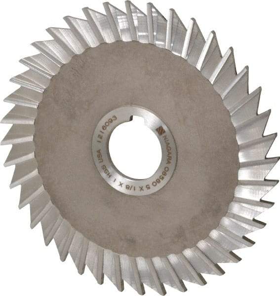 Keo - 5" Blade Diam x 1/8" Blade Thickness, 1" Hole, 40 Teeth, High Speed Steel Side Chip Saw - Straight Tooth, Arbor Connection, Right Hand Cut, Uncoated, with Keyway - Industrial Tool & Supply