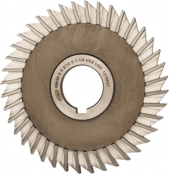 Keo - 5" Blade Diam x 3/16" Blade Thickness, 1-1/4" Hole, 40 Teeth, High Speed Steel Side Chip Saw - Straight Tooth, Arbor Connection, Right Hand Cut, Uncoated, with Keyway - Industrial Tool & Supply