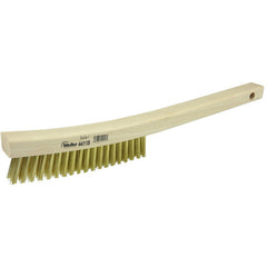 Plater's Brush, Brass Fill, 3 × 19 Rows, Curved Handle - Industrial Tool & Supply