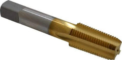 OSG - 1/8-27 NPTF Thread, 4 Flute Standard Pipe Tap - 2-1/8" OAL, 3/4" Thread Length, 5/16" Shank Diam, TiN Finish, High Speed Steel - Exact Industrial Supply