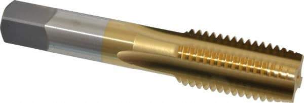 OSG - 7/8-9 UNC 3B 4 Flute TiN Finish High Speed Steel Straight Flute Standard Hand Tap - Plug, Right Hand Thread, 4-11/16" OAL, 2-7/32" Thread Length, H4 Limit, Oversize - Industrial Tool & Supply