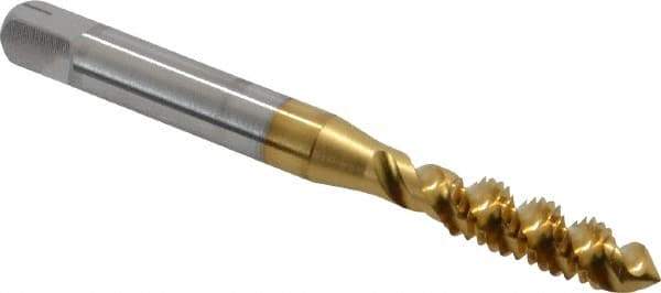 OSG - M6x1.00 Metric Coarse 3 Flute 6H Plug Spiral Flute Tap - High Speed Steel, TiN Finish, 2-1/2" OAL, Right Hand Flute, Right Hand Thread, D5, Series 143 - Exact Industrial Supply