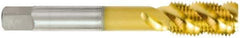 OSG - 5/8-18 UNF 4 Flute 3B Bottoming Spiral Flute Tap - High Speed Steel, TiN Finish, 3-13/16" OAL, Right Hand Flute, Right Hand Thread, H3, Series 107 - Industrial Tool & Supply