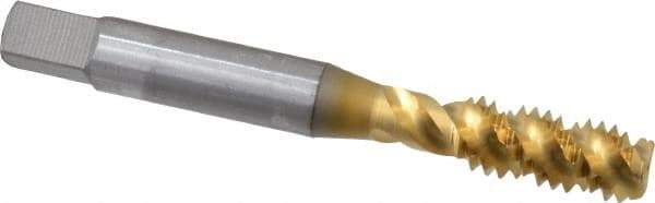 OSG - 5/16-18 UNC 3 Flute 3B Bottoming Spiral Flute Tap - High Speed Steel, TiN Finish, 2-23/32" OAL, Right Hand Flute, Right Hand Thread, H3, Series 107 - Exact Industrial Supply