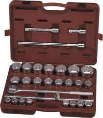 Paramount - 28 Piece 3/4" Drive Chrome Finish Socket Set - 12 Points, 3/4" to 1-11/16" Range, Inch Measurement Standard - Industrial Tool & Supply
