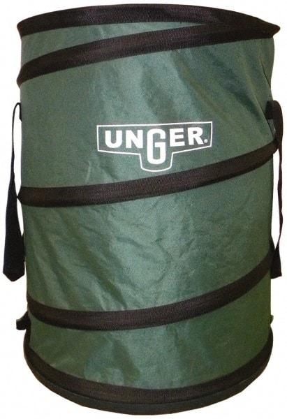 Unger - 40 Gal Green Round Trash Can - Canvas with Plastic Bottom, 27" High - Industrial Tool & Supply