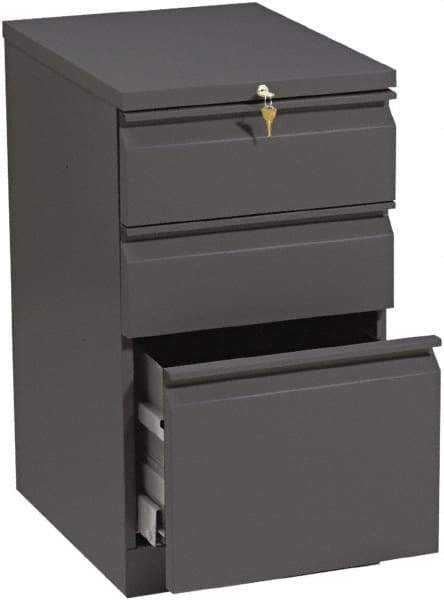 Hon - 15" Wide x 28" High x 19-7/8" Deep, 3 Drawer Pedestal - Steel, Charcoal - Industrial Tool & Supply