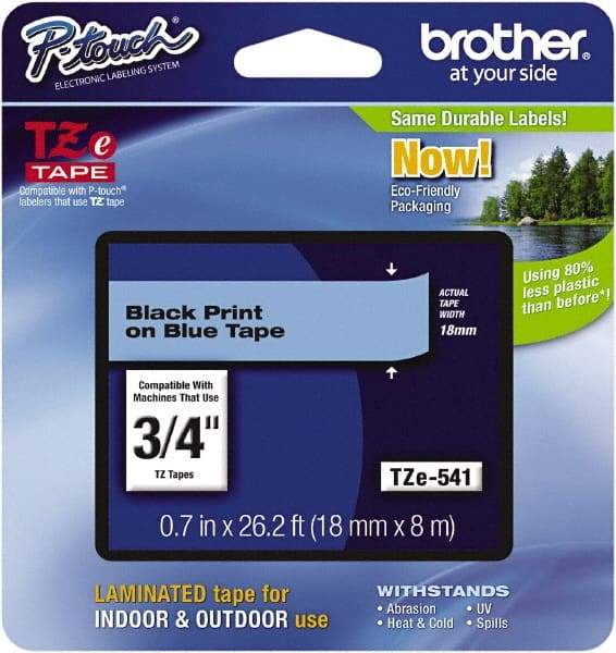 Brother - 3/4" Wide, Blue Tape Cassette - For Label Maker - Industrial Tool & Supply