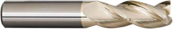Accupro - 1", 3" LOC, 1" Shank Diam, 6" OAL, 3 Flute, Solid Carbide Square End Mill - Single End, ZrN Finish, Spiral Flute, 37° Helix, Centercutting, Right Hand Cut, Right Hand Flute - Industrial Tool & Supply