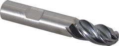 Kennametal - 1/2" Diam, 1" LOC, 4 Flute Solid Carbide Ball End Mill - AlTiN Finish, Single End, 3" OAL, 1/2" Shank Diam, Spiral Flute - Industrial Tool & Supply