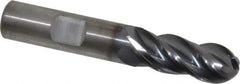 Kennametal - 1/2" Diam, 1-1/4" LOC, 4 Flute Solid Carbide Ball End Mill - AlTiN Finish, Single End, 3" OAL, 1/2" Shank Diam, Spiral Flute - Industrial Tool & Supply