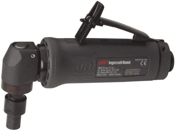 Ingersoll-Rand - 1/4" Collet, Angle Handle, Angle Air Die Grinder - 20,000 RPM, Dual Capable Exhaust, 25 CFM, 0.4 hp - Industrial Tool & Supply