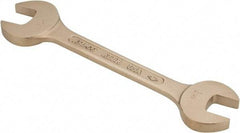 Ampco - 1-1/8" x 1-5/16" Nonsparking Open End Wrench - 12-1/4" OAL, Double End, Plain Finish, 15° Head Angle - Industrial Tool & Supply