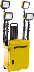 Pelican Products, Inc. - 12 Volt, 93 Watt, Electric, LED Portable Floor Work Light - 13.78" Cord, 4 Heads, 12,000 Lumens, Polypropylene, 24.83" Long x 19.57" Wide x 11.93" High - Industrial Tool & Supply