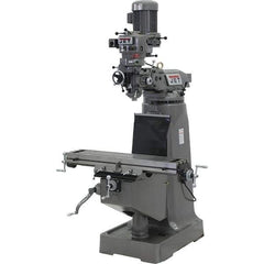 Jet - 9" Table Width x 42" Table Length, Step Pulley Control, 3 Phase Knee Milling Machine - 2 hp - Industrial Tool & Supply