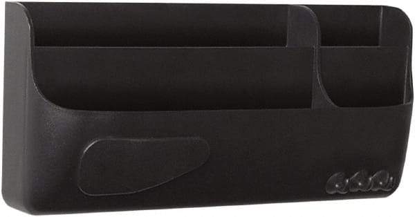 MasterVision - 4 Compartment, 4.33 Inch Wide x 9.45 Inch Deep x 2.17 Inch High, Marker Tray - Plastic, Black - Industrial Tool & Supply