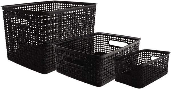 ADVANTUS - 1 Compartment, 13-5/8 Inch Wide x 10-3/4 Inch Deep x 9 Inch High, File Storage Box - Plastic, Black - Industrial Tool & Supply