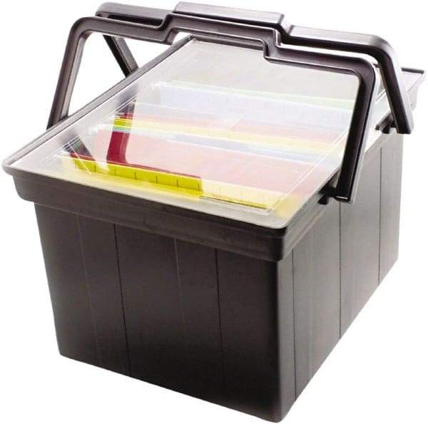 ADVANTUS - 1 Compartment, 17 Inch Wide x 14 Inch Deep x 10-7/8 Inch High, Portable File Box - Plastic, Black - Industrial Tool & Supply