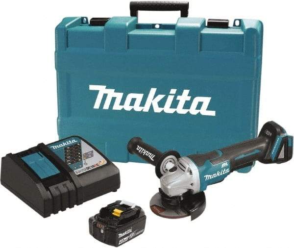 Makita - 4-1/2" Wheel Diam, 8,500 RPM, Cordless Cutoff & Cutoff-Grinder Tool - Straight Handle, Battery Included - Industrial Tool & Supply