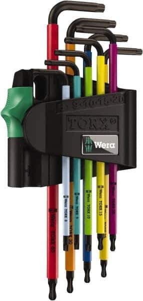Wera - 9 Piece T8 to T30 Color Coded Torx Key Set - Industrial Tool & Supply