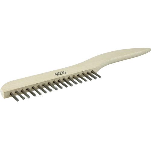 Hand Wire Scratch Brush, .012 Stainless Fill, Shoe Handle, 1 × 17 Rows - Industrial Tool & Supply