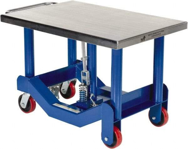Vestil - 4,000 Lb Capacity Manual Post Lift Table - 25" to 37" Lift Height, 36" Platform Length x 24" Platform Width - Industrial Tool & Supply