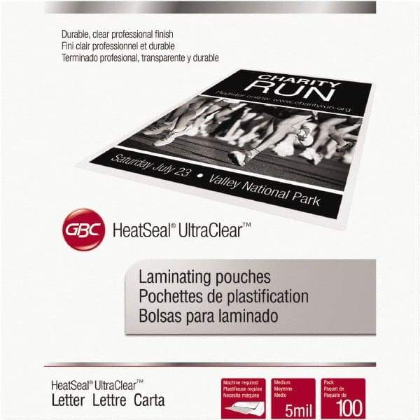 Swingline - 100 Piece, 5mm Thick, Letter Size - Gloss Finish Pouch - 9" Wide x 11" High - Industrial Tool & Supply