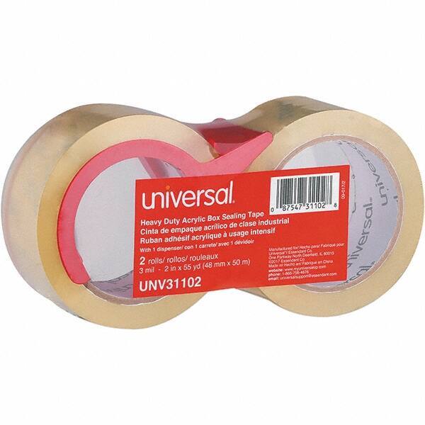 Universal One - 48mm Wide x 3mm Thick x 50m Long, 31102 Box Sealing & Label Protection Tape - Clear - Industrial Tool & Supply
