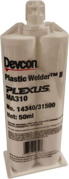 Plexus - 25 mL Cartridge Two Part Adhesive - 3 to 6 min Working Time, 3,000 to 3,600 psi Shear Strength, Series MA 300 - Industrial Tool & Supply