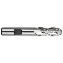 1/4" Dia. - 2-7/16" OAL - HSS-TiN - Ball Nose SE EM - 4 FL - Industrial Tool & Supply