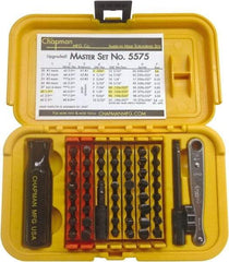 Chapman - 56 Piece, Screwdriver 1/4" Bit Ratchet Bit Set - #1 to #4 Phillips, 0.05 to 5/16" Hex, T6 to T30 Torx - Industrial Tool & Supply