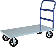Little Giant - 2,400 Lb Capacity Steel Platform Truck - Steel Deck, 36" OAW, 60" Platform Length x 11" Platform Height, Mold-On Rubber Casters - Industrial Tool & Supply