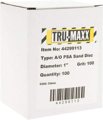 Tru-Maxx - 1" Diam, 100 Grit Aluminum Oxide Adhesive PSA Disc - Fine Grade, X Weighted Cloth Backing, For Right Angle/Vertical Shaft Portable Grinders - Industrial Tool & Supply