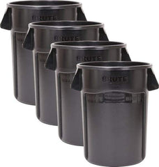 Rubbermaid - 44 Gal Gray Round (4) 44 Gal Brute Utility Containers - Polyethylene, 31-1/2" High - Industrial Tool & Supply