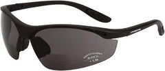 CrossFire - +2.5, Smoke Gray Lenses, Scratch Resistant, Framed Magnifying Safety Glasses - UV Protection, Black Frame - Industrial Tool & Supply