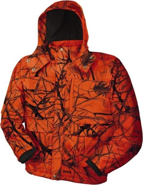 DeWALT - Size M Heated & Cold Weather Jacket - Camo Blaze, Polyester, Zipper Closure, 46" Chest - Industrial Tool & Supply