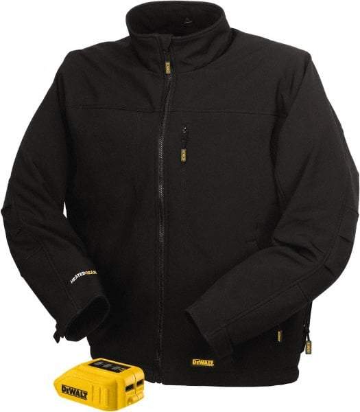 DeWALT - Size S Heated & Cold Weather Jacket - Black, Polyester, Zipper Closure, 42" Chest - Industrial Tool & Supply