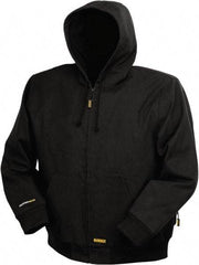 DeWALT - Size L Heated & Cold Weather Jacket - Black, Cotton, Zipper Closure, 50" Chest - Industrial Tool & Supply