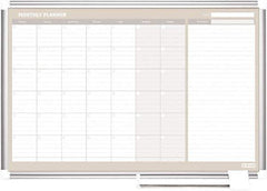MasterVision - 24" High x 36" Wide Painted Metal Magnetic Dry Erase Calendar - Steel, 42.32" Deep, Includes Mounting Kit - Industrial Tool & Supply