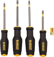DeWALT - 4 Piece Phillips & Slotted Screwdriver Set - Ergonomic Handle, Blade Sizes: Length 3 to 4, Width 3/16 & 1/4, Bit Sizes: Philips #1 to #2 - Industrial Tool & Supply
