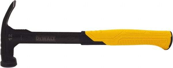 DeWALT - 12 oz Head, Straight Nail Hammer - 12" OAL, Steel Head, 2" Face Diam, Smooth Face, Steel Handle with Grip - Industrial Tool & Supply