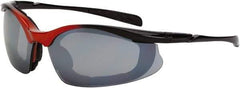 CrossFire - Silver Mirror Lenses, Framed Safety Glasses - Scratch Resistant, Black Frame, Size Universal, Wrap Around - Industrial Tool & Supply
