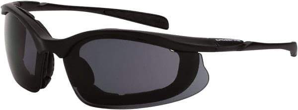 CrossFire - Smoke Lenses, Framed Safety Glasses - Anti-Fog, Matte Black Frame, Size Universal, Wrap Around - Industrial Tool & Supply