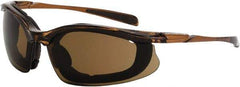 CrossFire - Brown Lenses, Framed Safety Glasses - Anti-Fog, Black Frame, Size Universal, Wrap Around - Industrial Tool & Supply