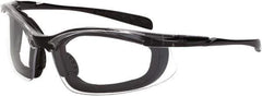 CrossFire - Clear Lenses, Framed Safety Glasses - Anti-Fog, Crystal Black Frame, Size Universal, Wrap Around - Industrial Tool & Supply