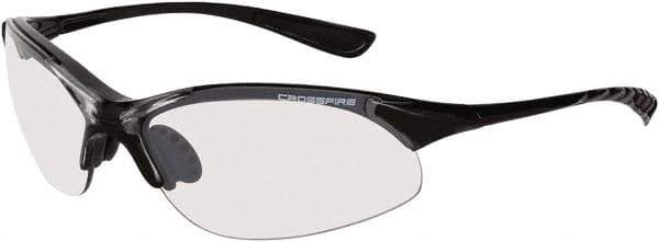 CrossFire - Indoor/Outdoor Lenses, Framed Safety Glasses - Scratch Resistant, Crystal Black Frame, Size Universal, Wrap Around - Industrial Tool & Supply