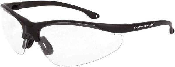 CrossFire - Smoke Lenses, Framed Safety Glasses - Scratch Resistant, Matte Black Frame, Size Universal, Wrap Around - Industrial Tool & Supply